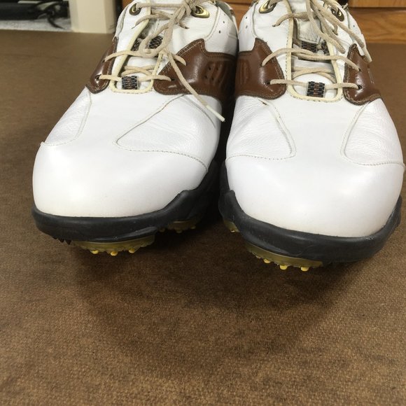 Footjoy DryJoy Golf Shoes Mens Size 9M White Brown Leather 53753 - Picture 6 of 10